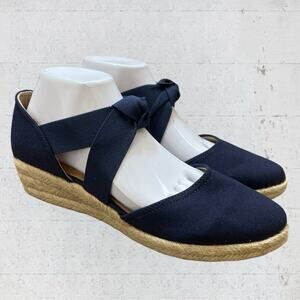 LifeStride Women's Kascade Espadrille Wedge Sandal Navy Size 10 Coastal Preppy